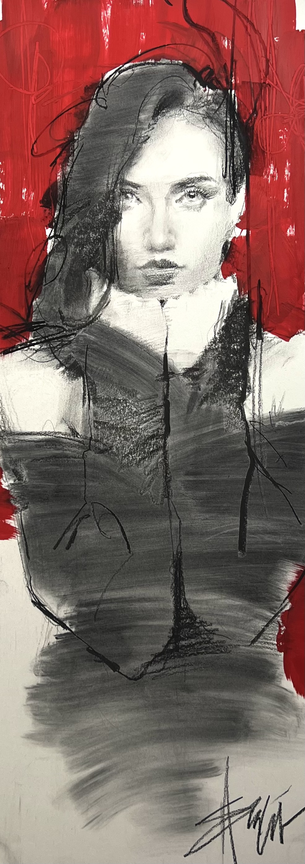 Henry Asencio Crimson Gaze (Original) (Framed)